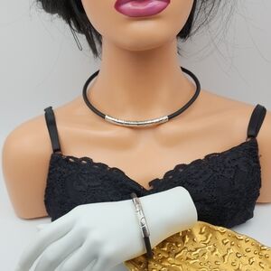 Elegant Black and Sterling Silver 925 Jewelry Set